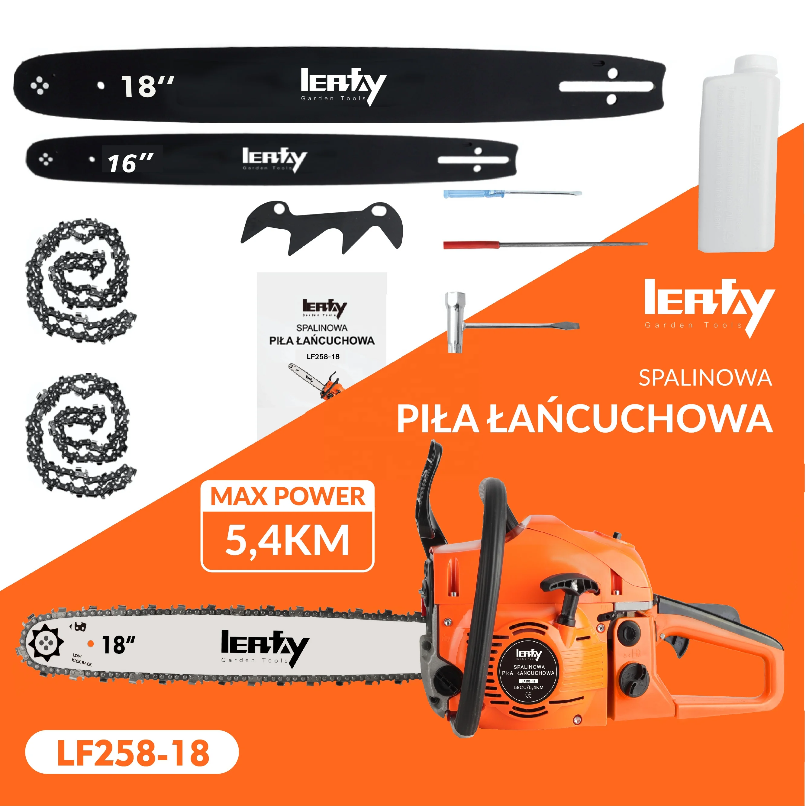 5.4KM Petrol Chainsaw 3.7KW Gasoline Powered Chain Saw Machine Cheap Wood Cutting Machine With 18' 16' Inch Bar And Chain