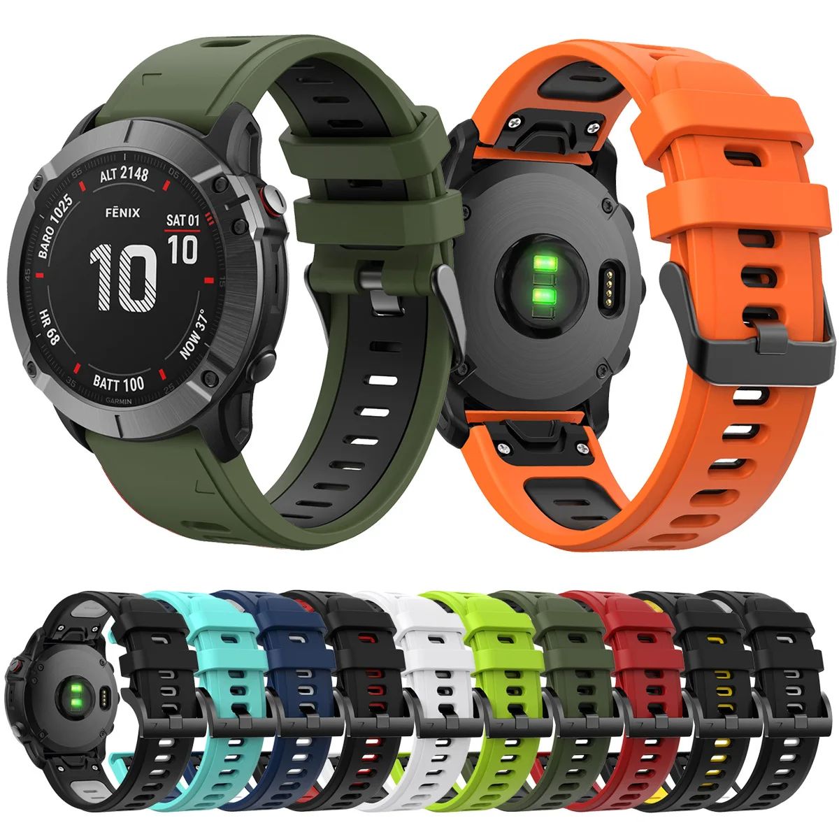 G-S004 Custom 22mm Watch Strap For Garmin Fenix5 forerunner935 945, Silicone Watch Band For Garmin fenix 6x pro Watch Strap