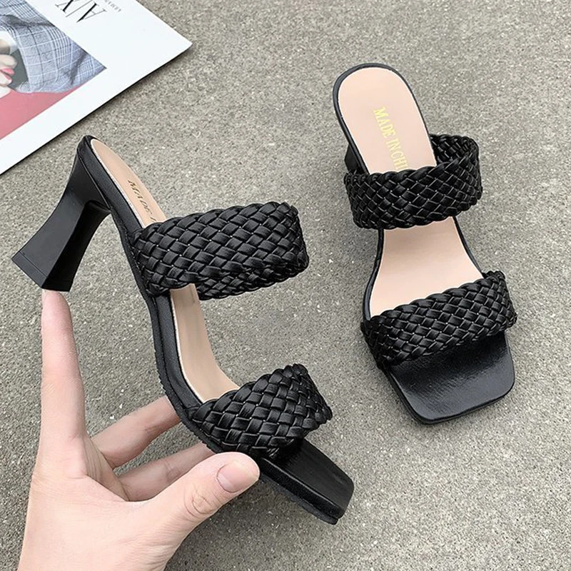 High Heel Slippers Manufacture Non-slip Women Lady PU Outdoor OEM Rubber