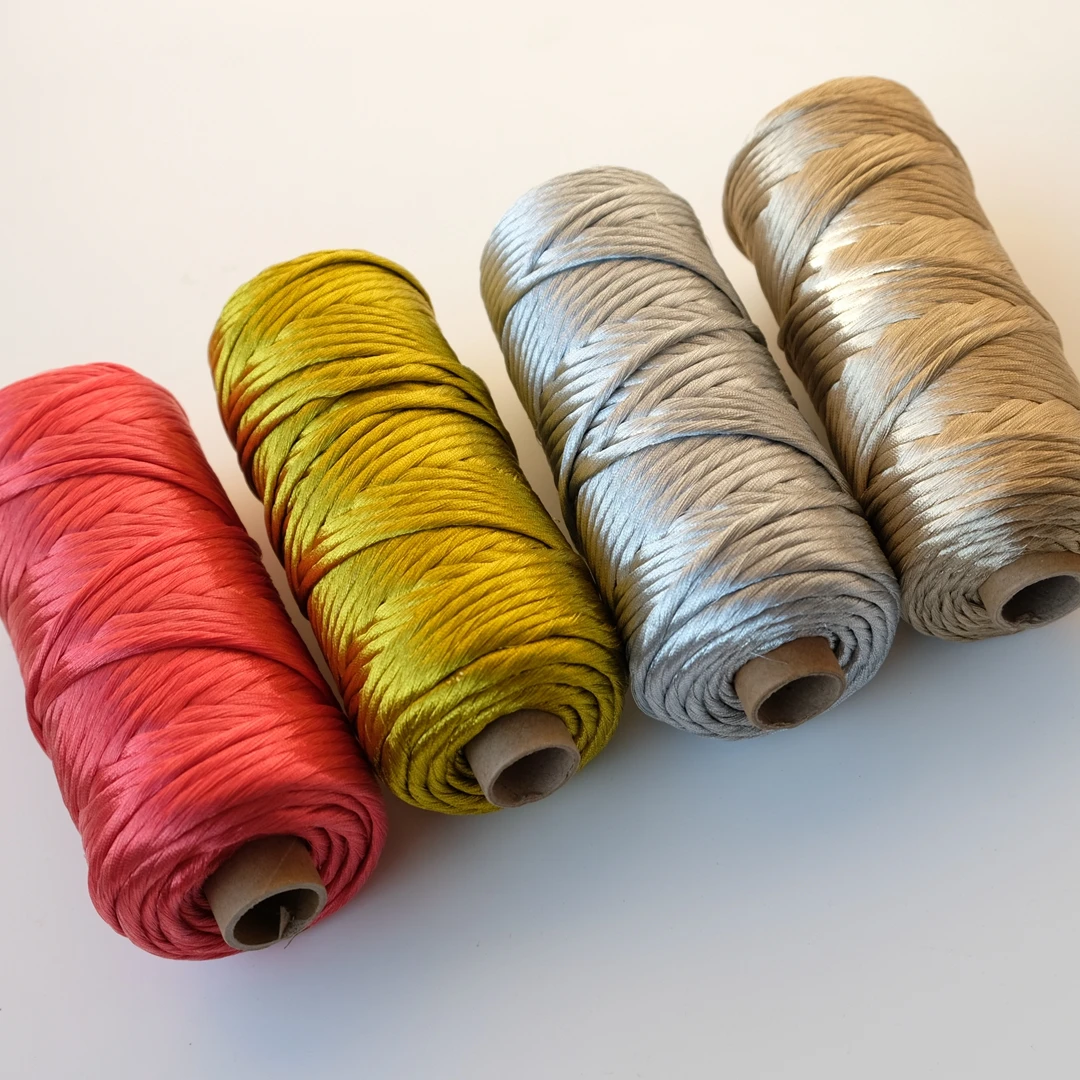 Ropemate 3.5 mm Metallic single strand Gold macrame cord soft champagne rope for Christmas cord