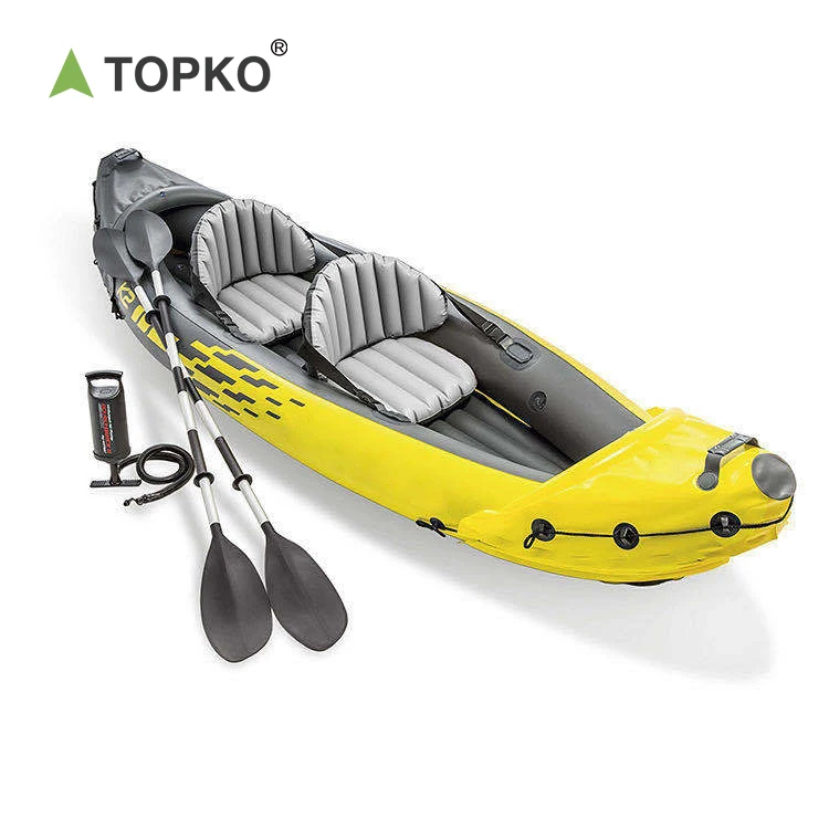 Двойная морская каяк TOPKO рыболовная лодка жесткий пластиковый открытый складной Океанский