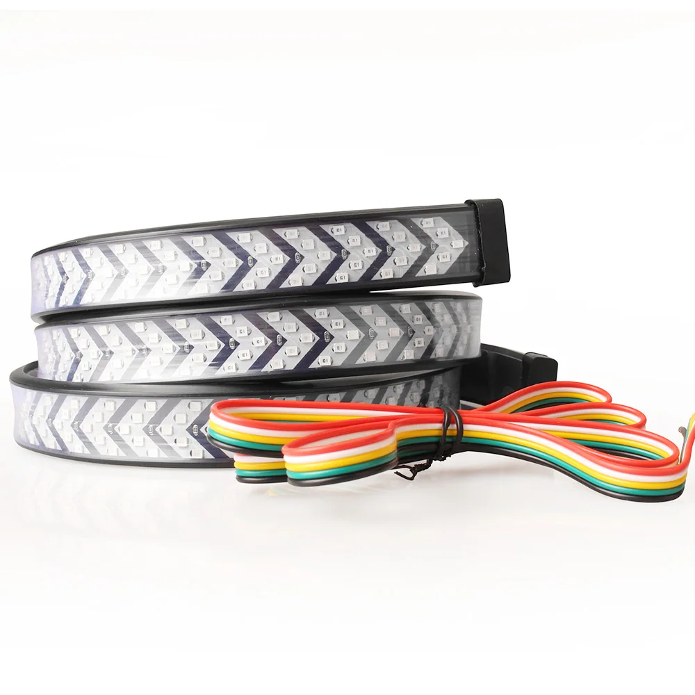 RUTENSE New Design Red Yellow Truck Tailgate LED Strip Light Bar Triple Row 4 style  With Driving Brake Turn Signal light