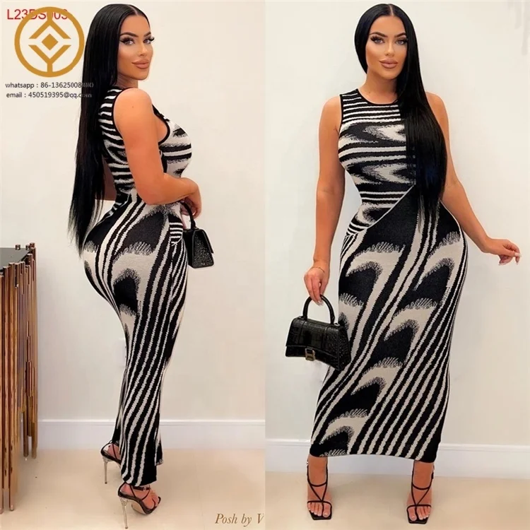 H003 Zebra Stripes African Dresses For Women Clothing Maxi Women Dress 2023