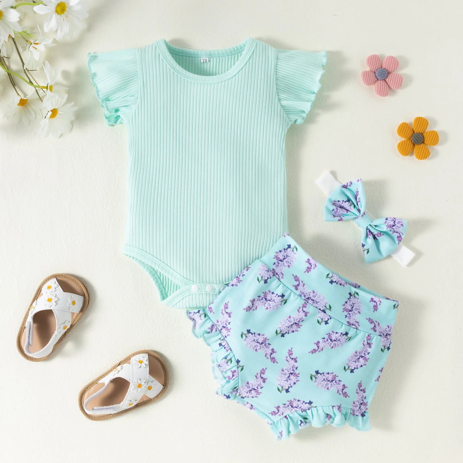 Wholesale Newborn Baby Clothes Summer Short Sleeve Baby Rompers Organic Cotton Bodysuit For Baby