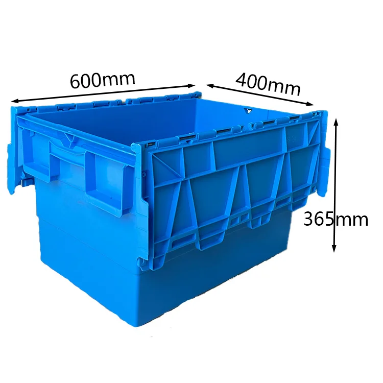 Heavy Duty Stackable Plastic Turnover Moving Crates Foldable Container Attached Lid Logistics Box