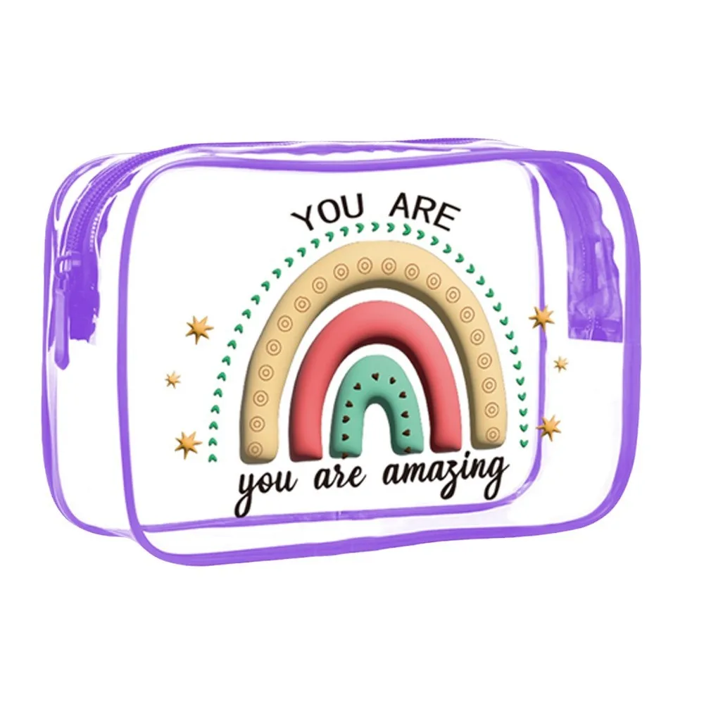 Personalized Custom logo transparent Travel Makeup Cosmetic Bag eco-friendly recycle PVC EVA Clear Travel Toiletry Storage Bag