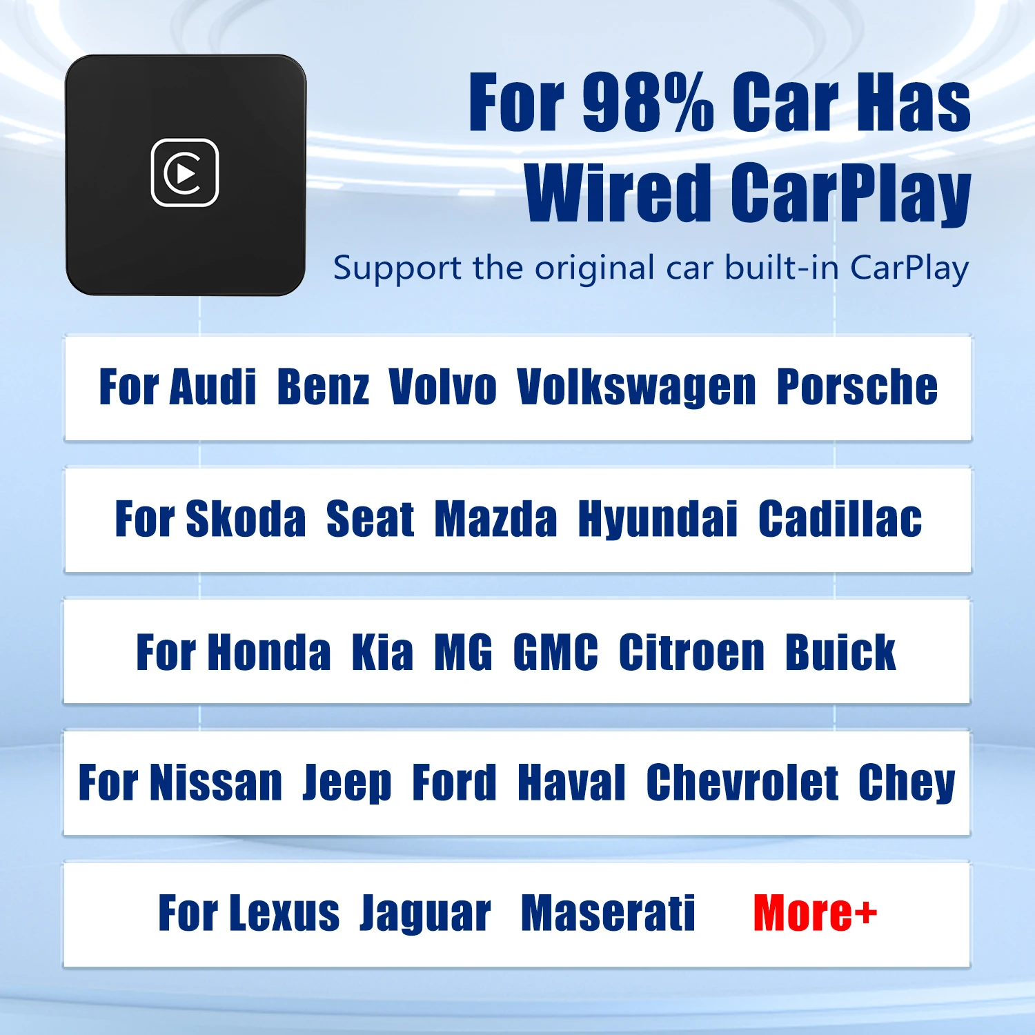 Мини Carplay беспроводной для Toyota Mazda Nissan Camry Suzuki Subaru Citroen Audi Mercedes Kia Ford Opel IOS15