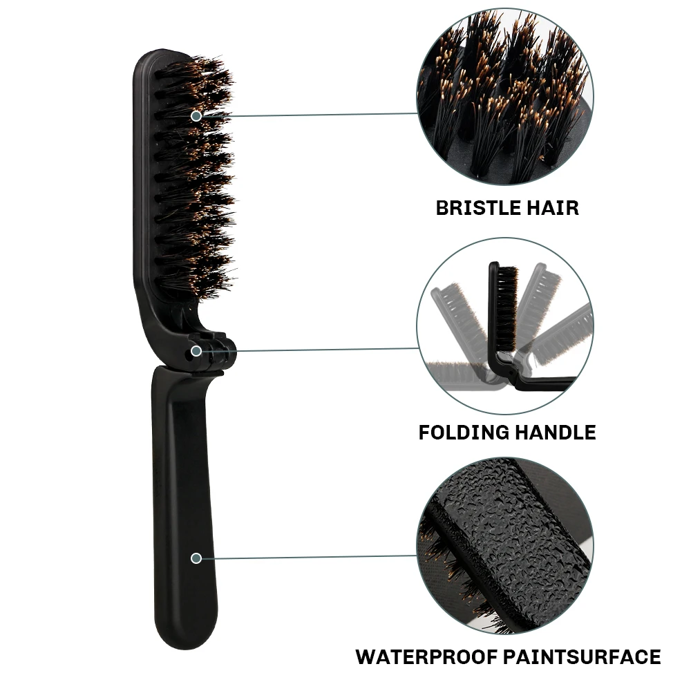 Customized Private Label Beard Comb Wooden Handle Bristle Men Beard Comb Professional Salon