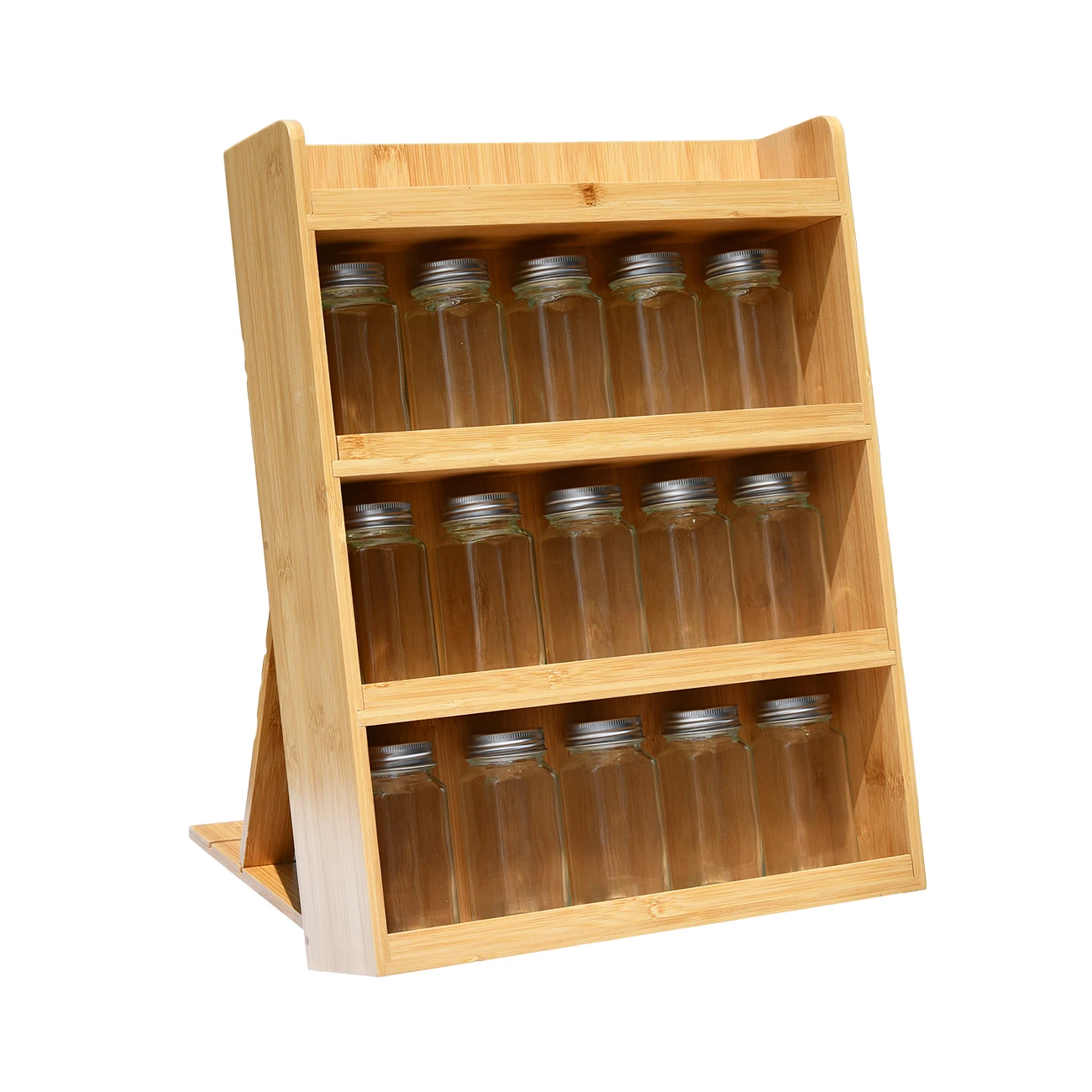 Countertop Kitchen Jar Shelf Seasoning Wooden Spices Bamboo Spice Holder Rack Organizer Wall Mounted Racks Set