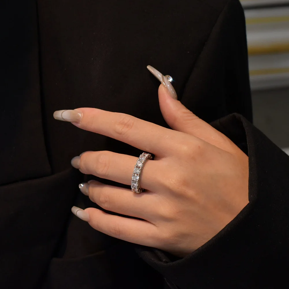 Hot Selling Full Diamond 925 Sterling Silver Ring Fashion Wholesale Jewelry