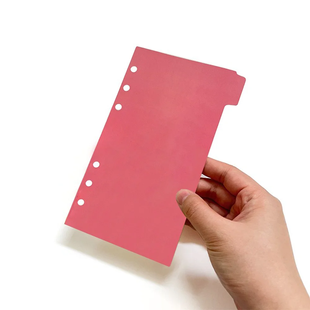 A6 high-quality wholesale custom logo loose-leaf 6-ring binder separator with 6 labels plastic index label separator file.