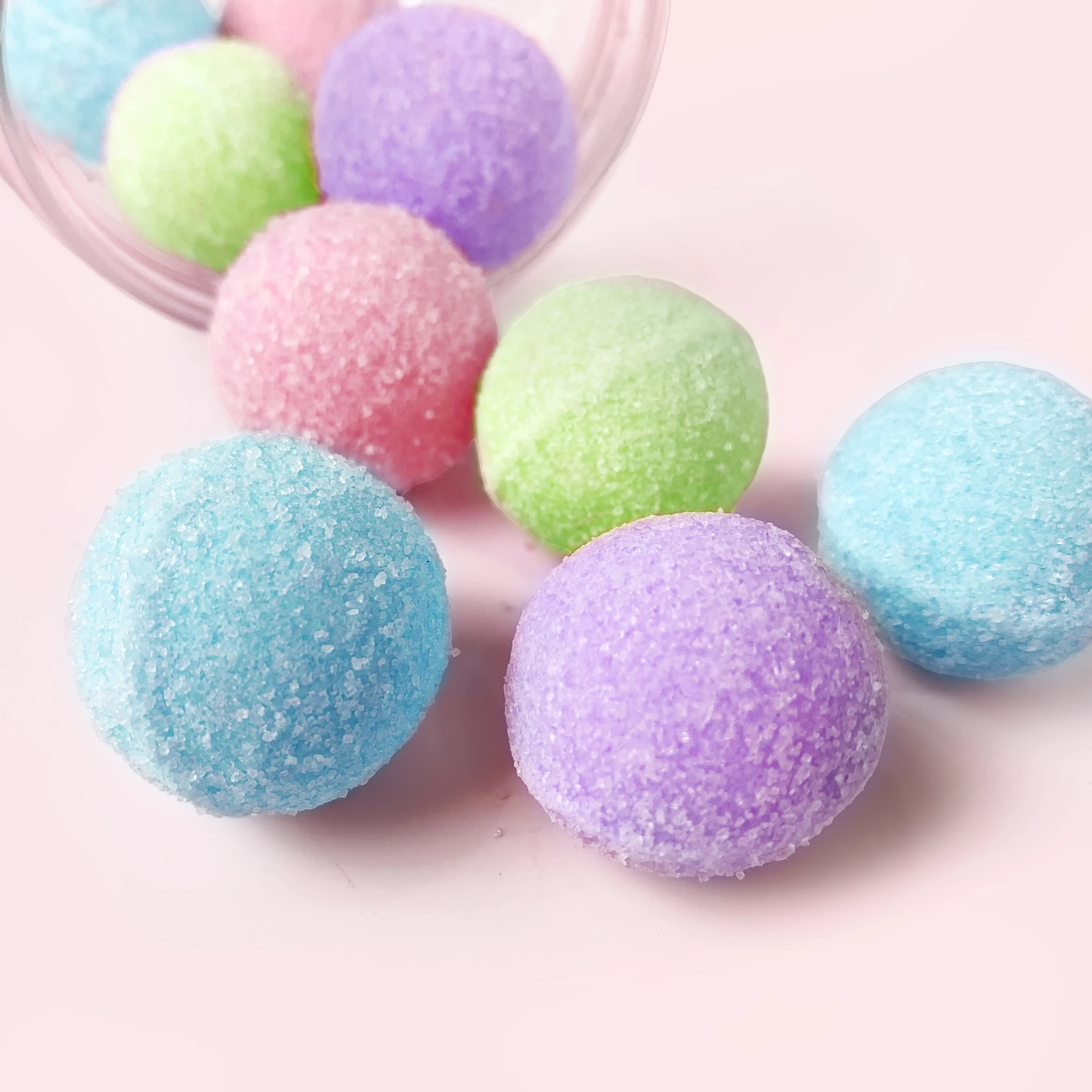 Private Label Natural Vegan Whitening Gentle Exfoliate Body Polish in Balls Shape Sugar Body Scrub in Jar