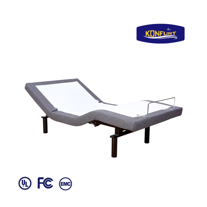 Konfurt Electric Massage Adjustable Bed Head and Foot Control Upholstered Adjustable Bed Base