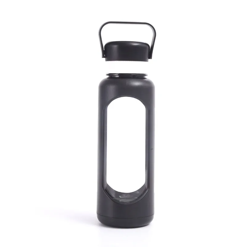 Popular Products Custom design 1000ml  sports glass water bottle with protective case for hiking and outdoor