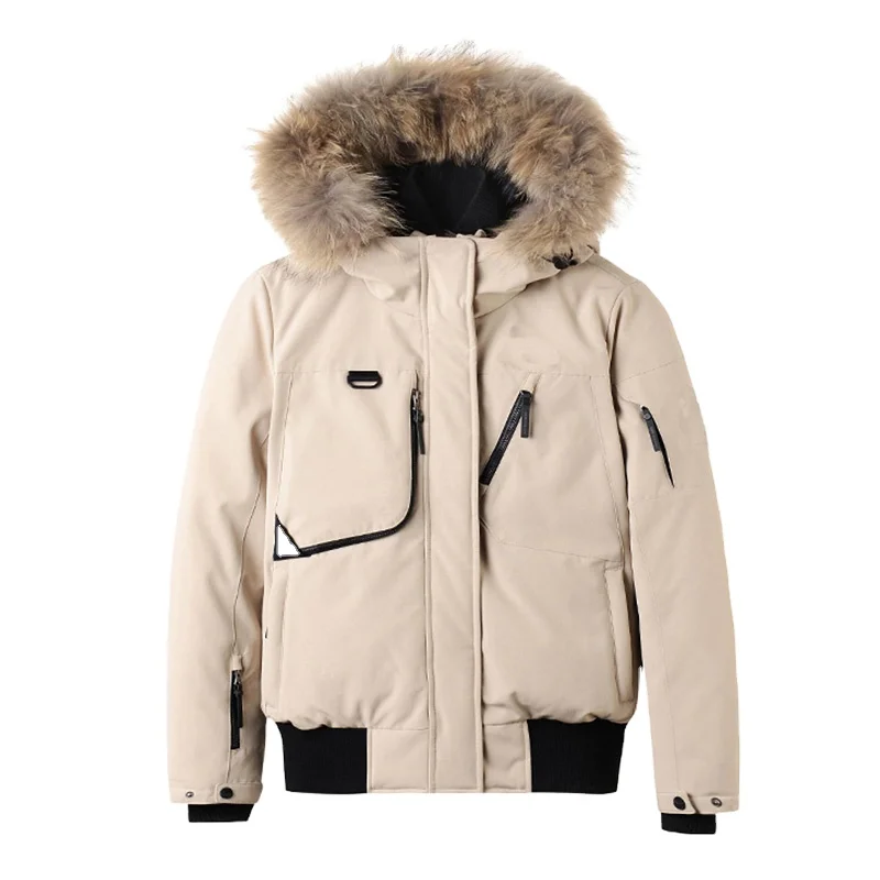 New oem coat goose mens custom padded puffer thick winter outdoor winter canvas jacket with fur hood