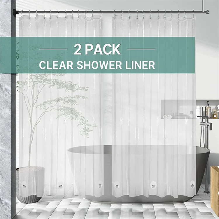 Lightweight Waterproof Shower Curtains for Bathroom with Magnets and Rustproof Grommets Clear Shower Liner