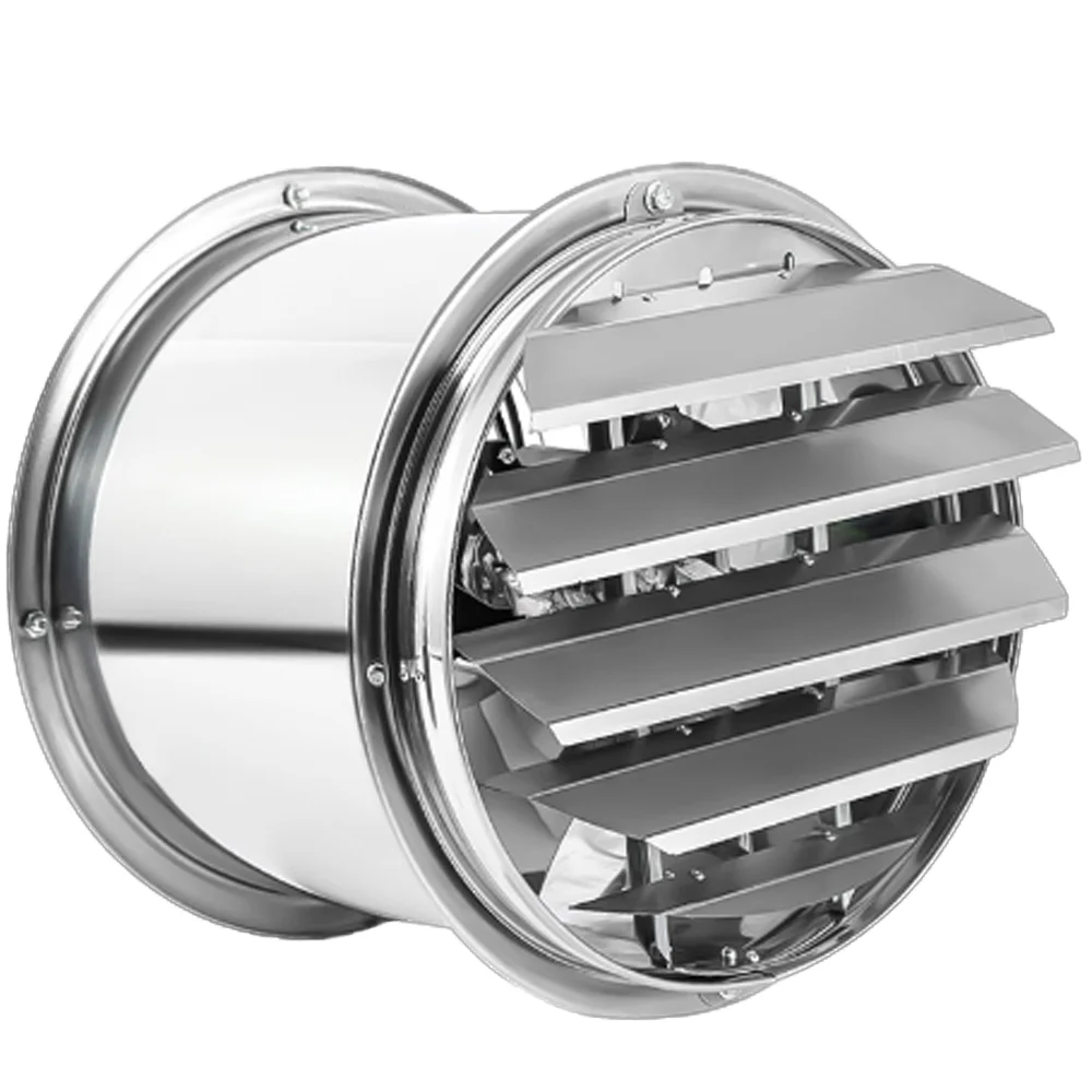 Stainless Steel High Speed Cylinder Fume Extractor Industrial Ventilating Fan with Shutters wall fans for room