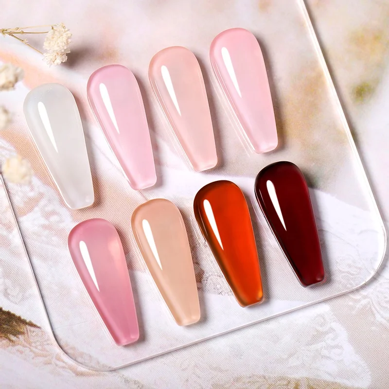 BORN PRETTY 8 Colors Ice Jelly Nude Gel Nail Colour Translucent Sheer Pink Gel Nail Polish 15ml
