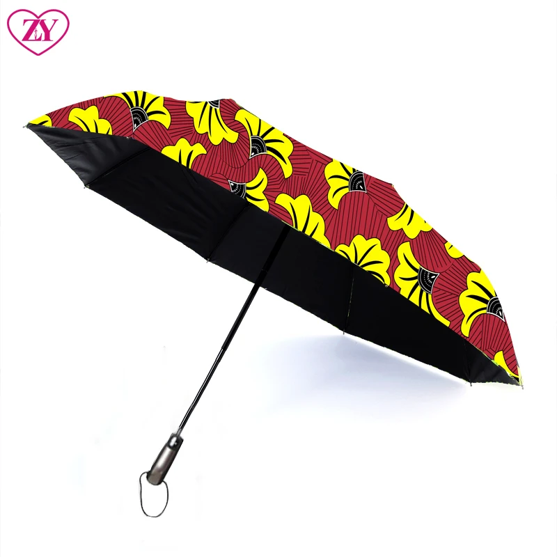 Custom Logo African Kente Designs Printed  UV Proof Straight Umbrella For Promotion