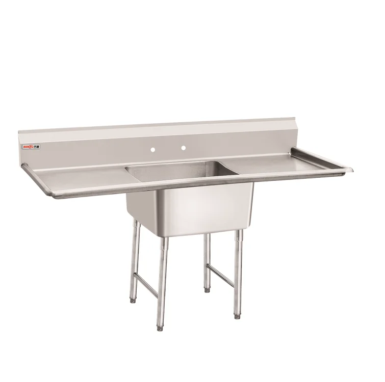NSF American Style Stainless Steel Restaurant 3 Compartment Sink Table with Drainboard Commercial Food Prep Sink Table