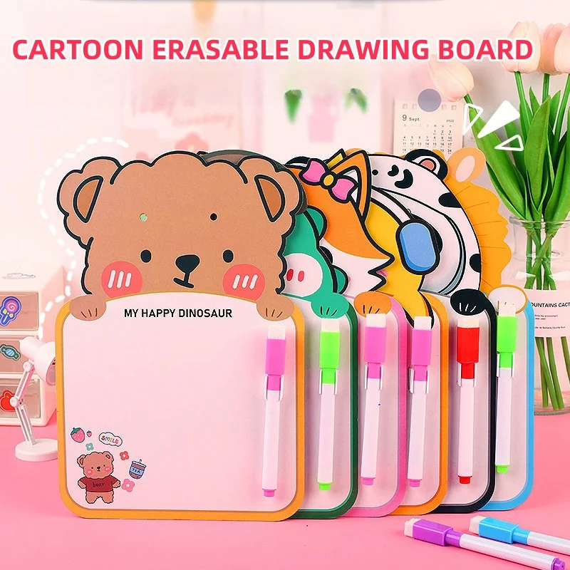 Mini Cartoon Whiteboard Marker Set Cute Design Whiteboard Hanging Erasable Drawing Board