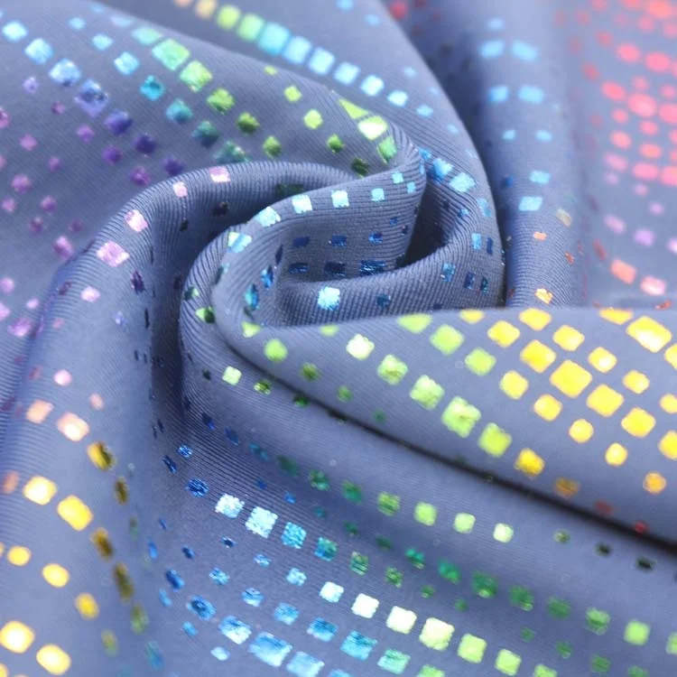 New Fashion Polyamide Elastane Foil Printing Gold Sequin Fabric for Swimwear