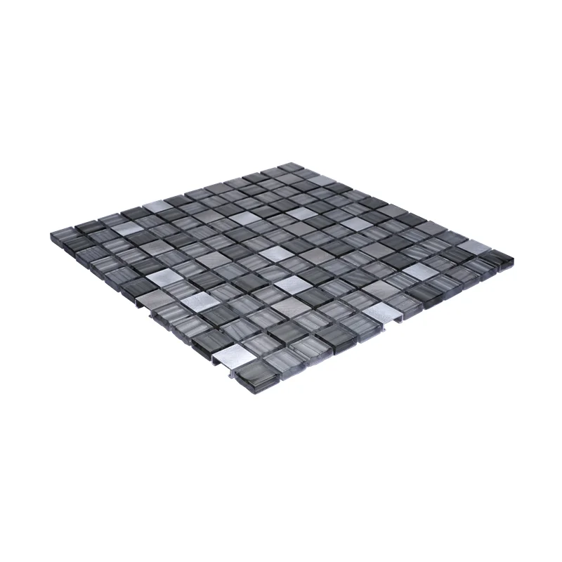 Wholesale factory wall decoration 3D metal mixed Glass Mosaic for Kitchen Backsplash Tiles