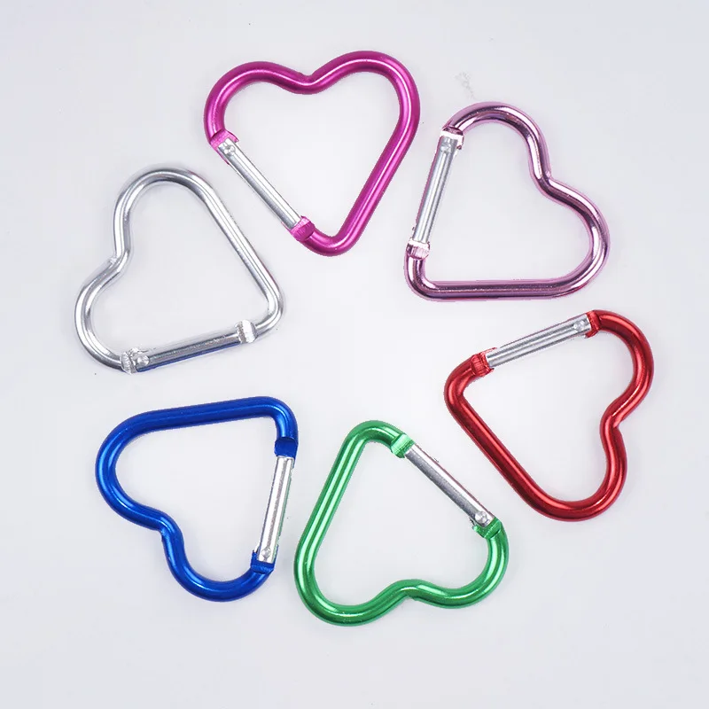 Wholesale Aluminum Alloy Heart-shaped Carabiner Hook Backpack External Key Chain Travel Carabiner