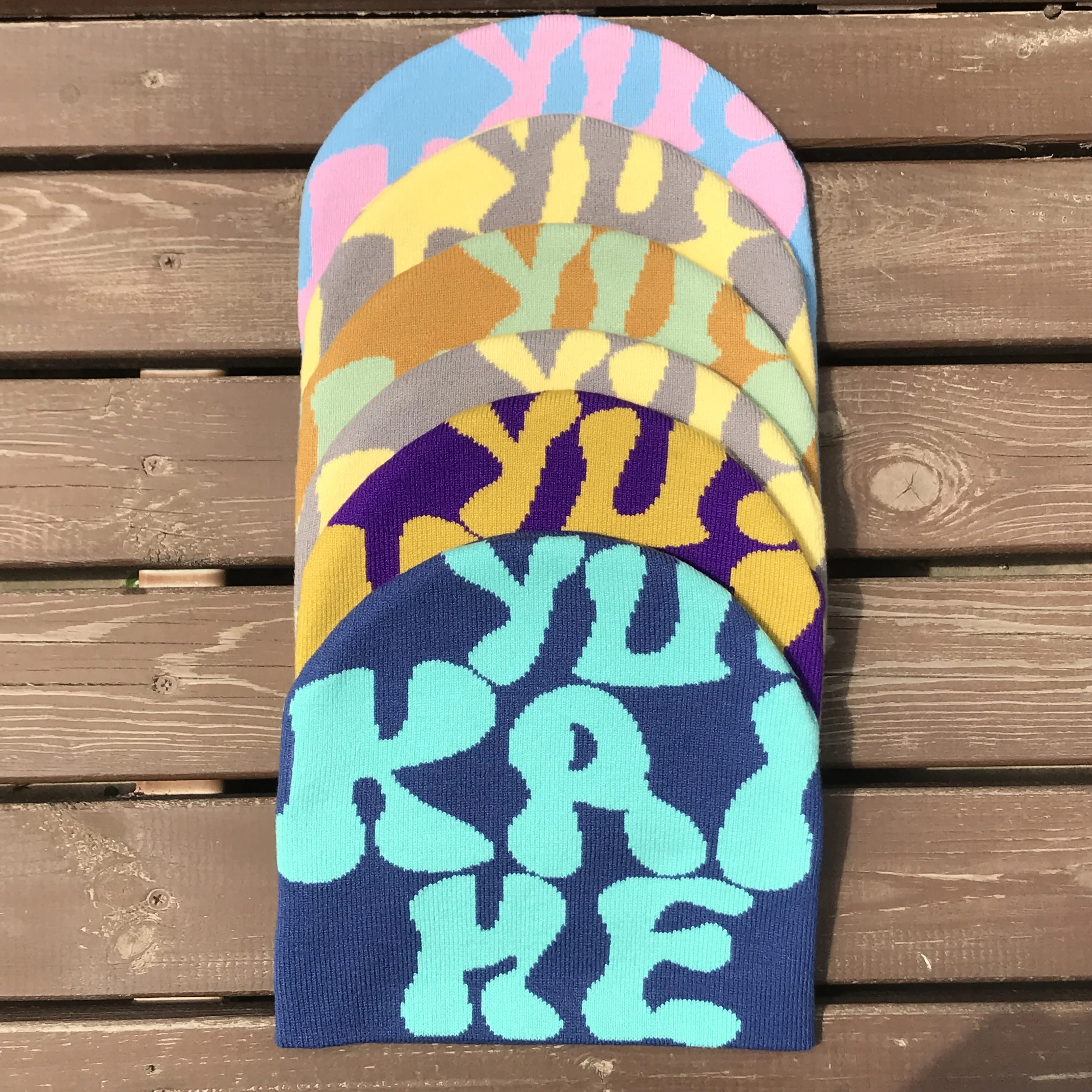 Okh оптовая продажа Вязаная Шапка-бини из 100% хлопка с вышивкой и принтом логотипа для женщин