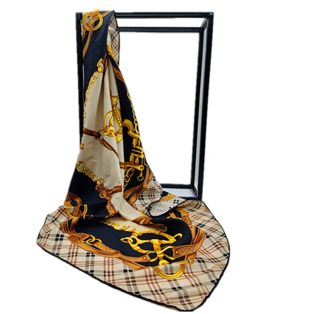 China Supplier Wholesale Multi Color Polyester Custom Printed Silk Scarf with Soft touch feeling  to Autumn