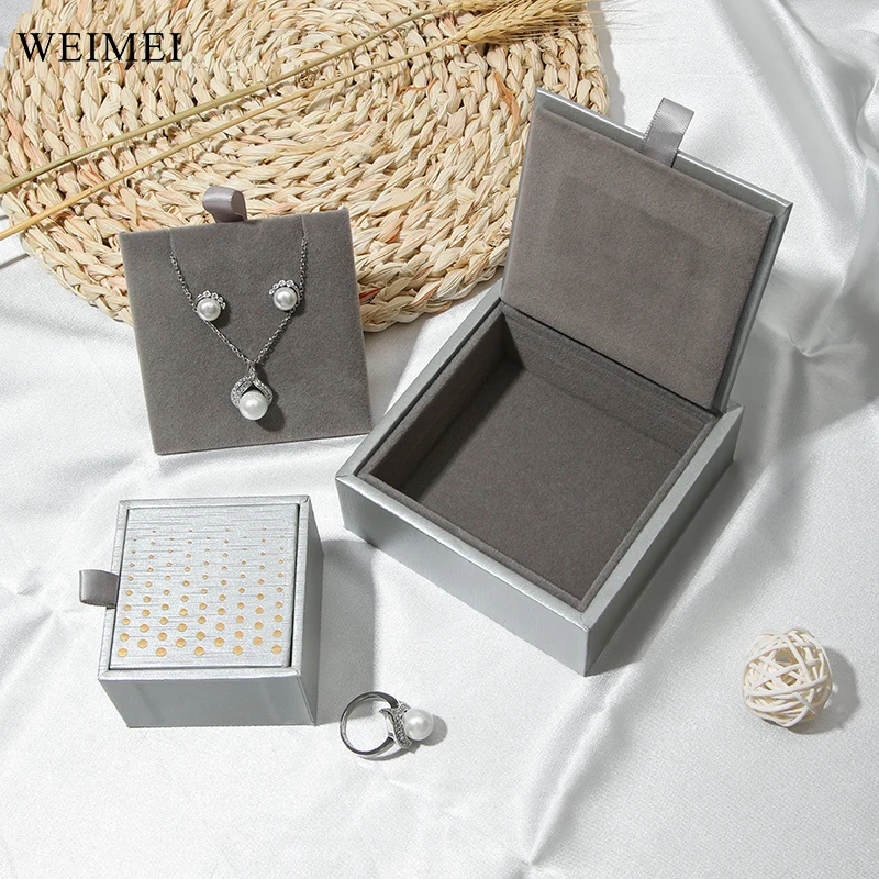 WEIMEI special paper jewelry wooden box polka dot clamshell ring gift box Ring necklace earring box