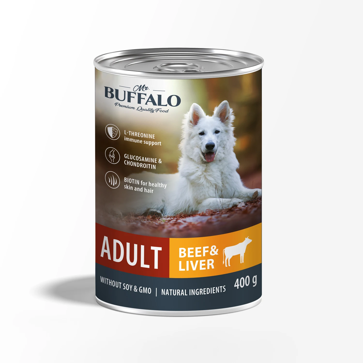 Wet food for adult dogs Beef and liver 400 g premium quality wet dog canned food health and nutrition pet food
