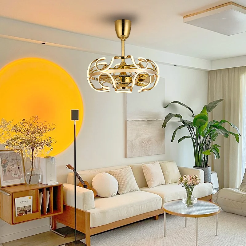 Customization luxury ceiling fan with led light Rose Gold led ceiling fan light lamp remote control 110 volt