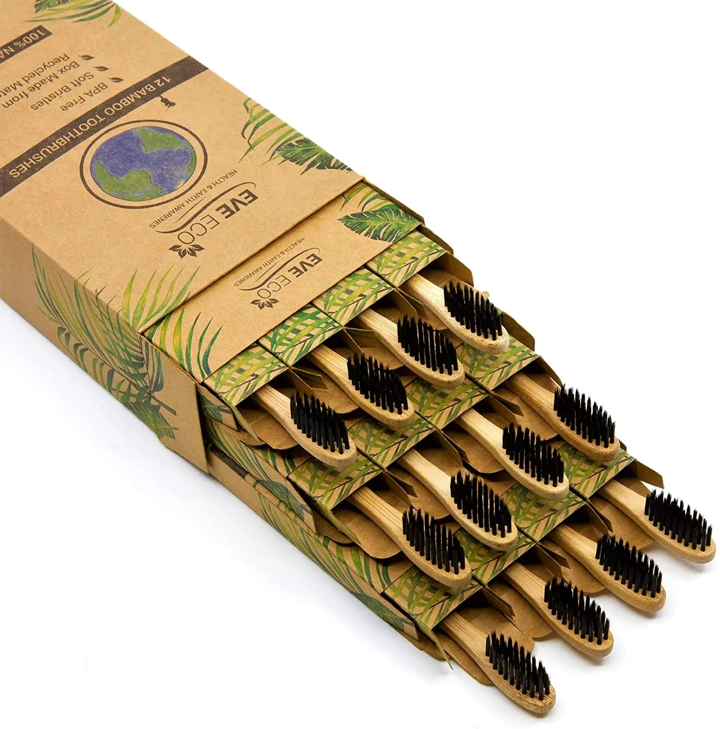 2021 Органическая, Экологически чистая, с индивидуальным логотипом, древесный уголь, нанозубная щетка из бамбука