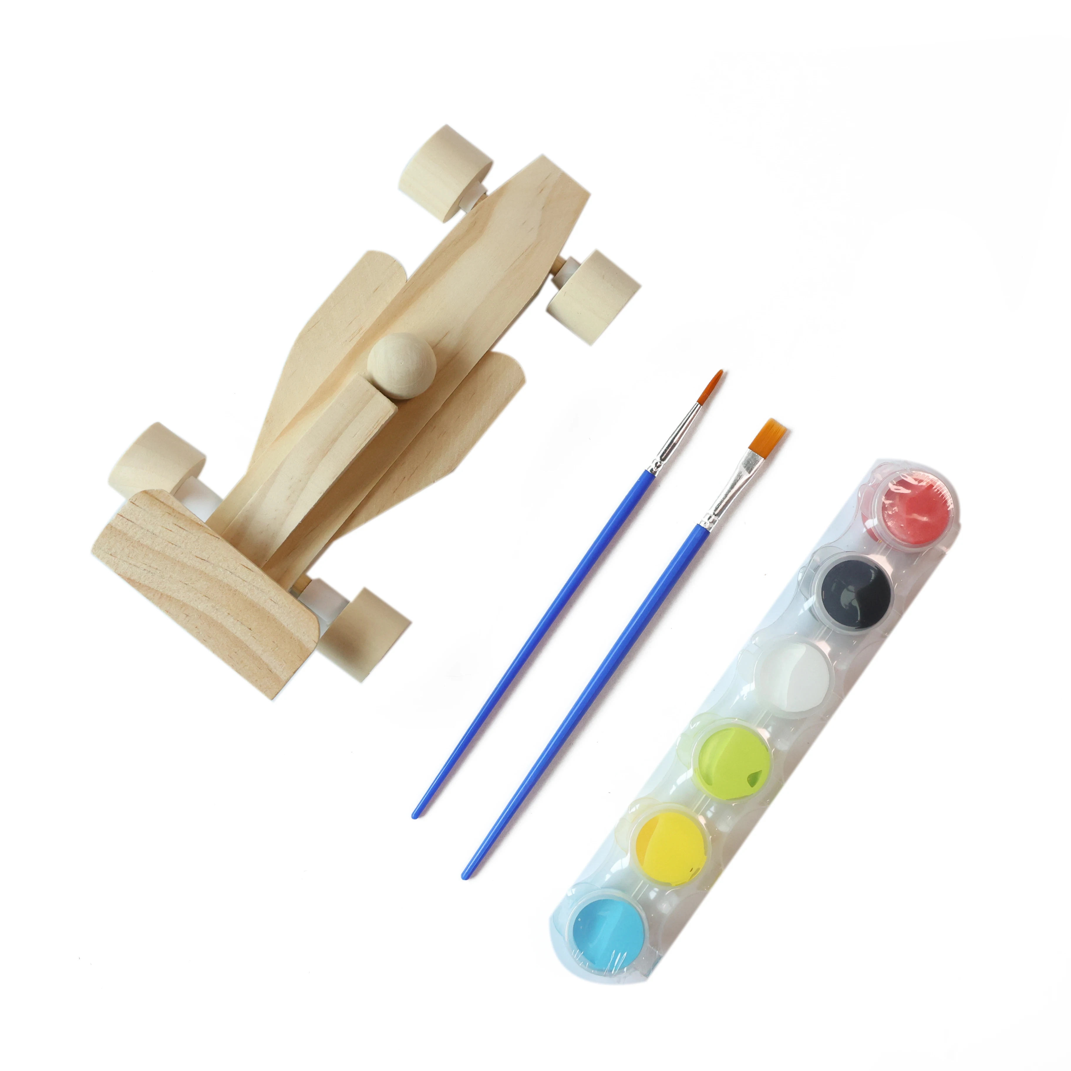 Wooden racing car handmade diy semi-finished material package creative art graffiti toy screwdriver assembly model
