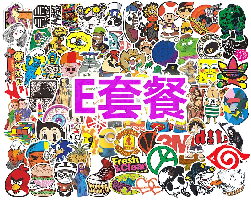 New Hot 100Pcs Random No Repeat Mixture Decal Stickers Doodling Travel DIY Stickers for laptop