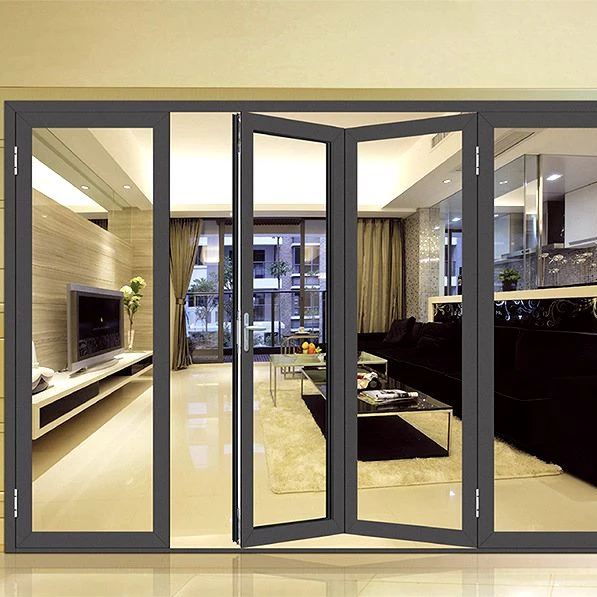 Factory direct sales low price aluminium sliding folding door accordion patio doors grey bifold doors