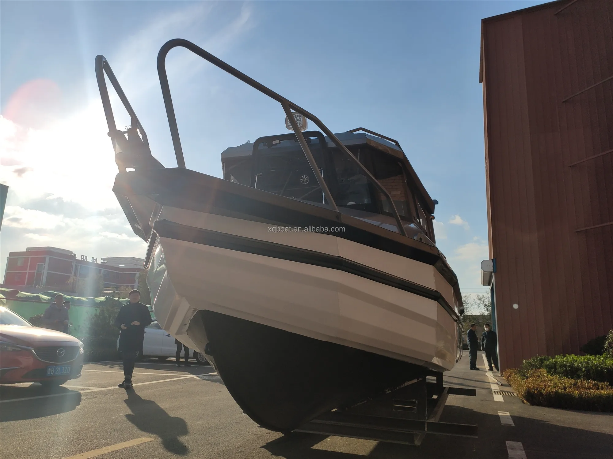 factory supply 7.5m / 25ft large space full cabin boat easy craft aluminum fishing bait boat with CE certification