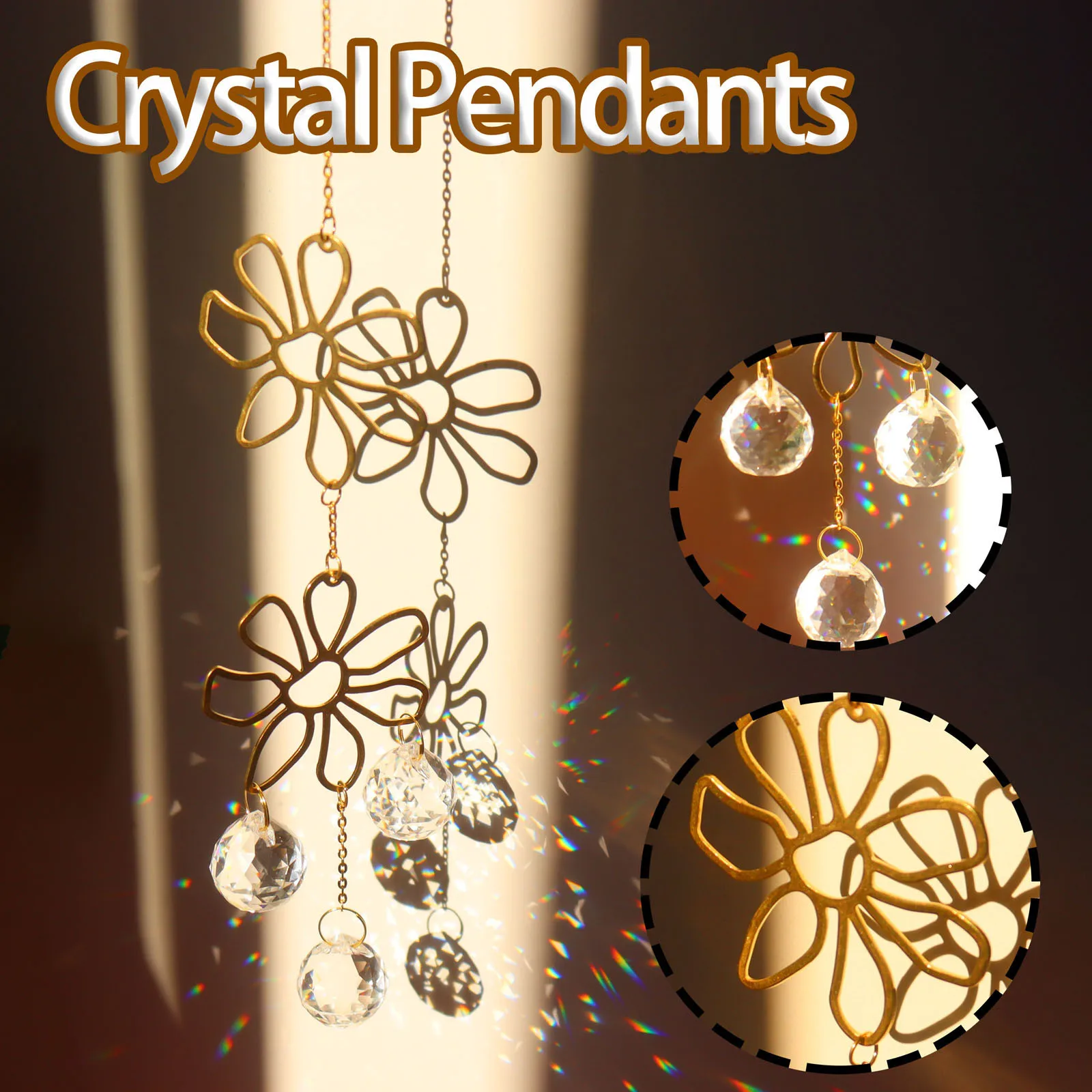 Sun Catcher Crystal Pendant - Clear Hanging Crystals Suncatchers for Windows - Ceiling Outdoor Hanging Decor - Feng Shui Rainbow