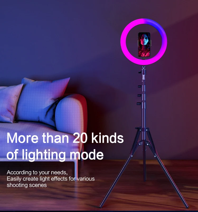  Biumart светодиодный кольцевой светильник Amazon горячая распродажа красота макияж RGB освещение для
