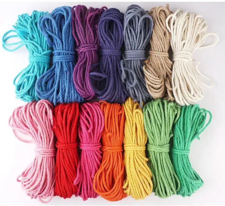 Hot Selling Friendly dyeing 5MM Colored Hemp Rope Non-Elastic Binding Handmade Rope Decorative