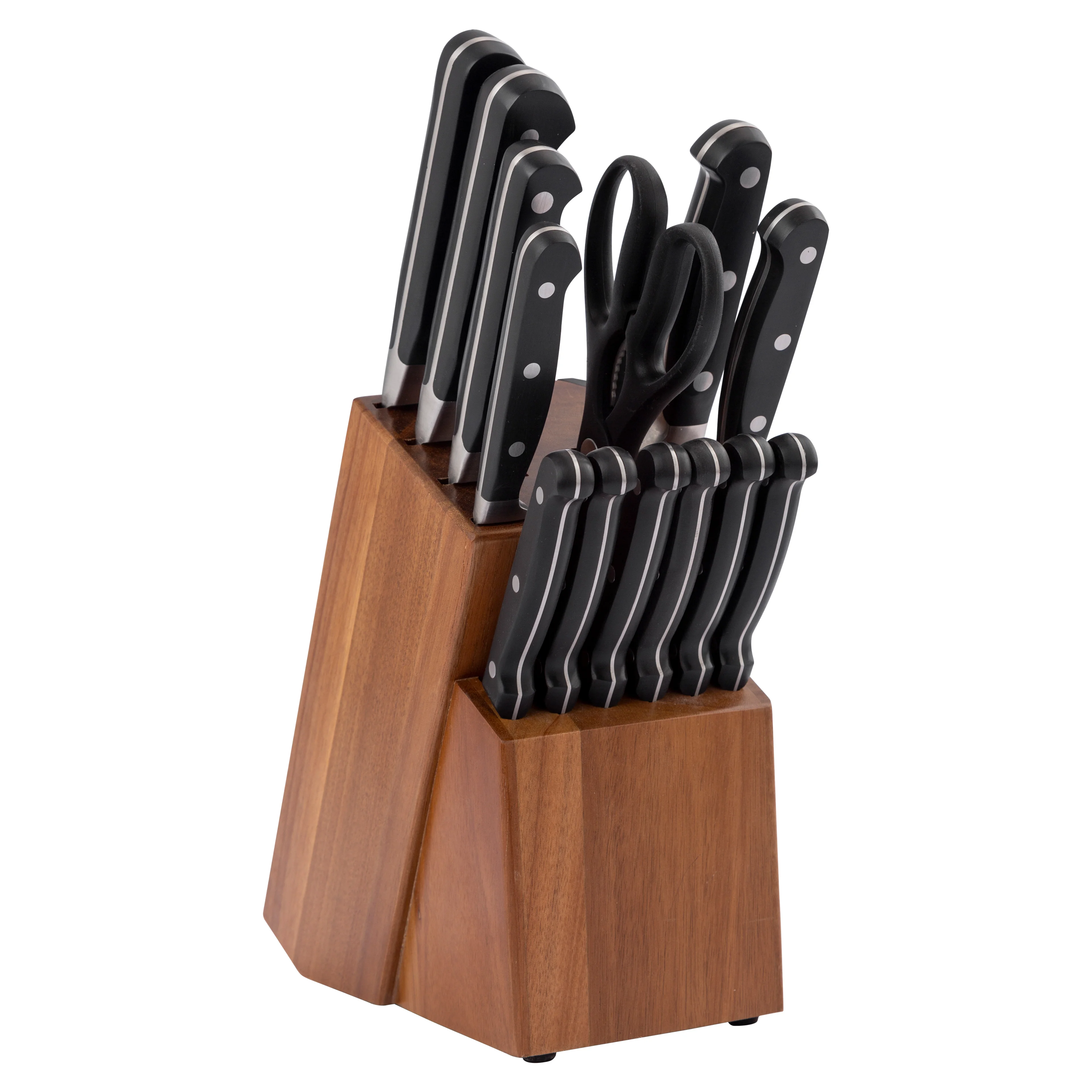 Wholesale Luxury 14PC Hammer Pattern Scissors And Kitchen Shear Kitchen Chef Knife Set With Wooden Block Stand Holder