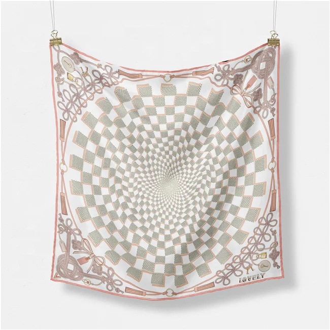 2022 New 53*53cm Retro Brand Women Silk Scarf Bandanna Lovely Bohemian Pattern Square Hijab Lady Wrap Headband foulard scarves