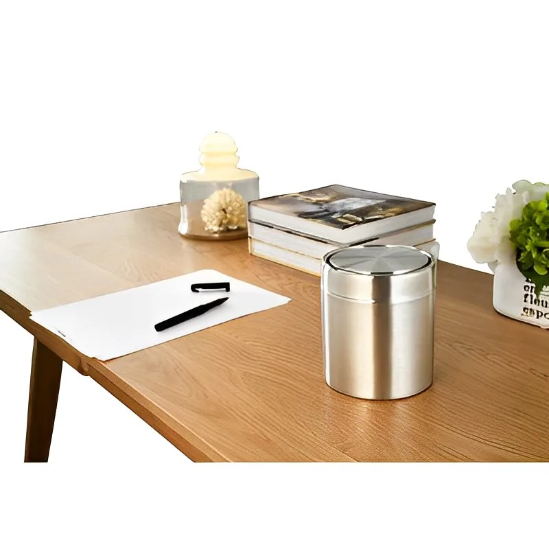 Mini Countertop Rose Gold Stainless Steel Swing Lid Table Desk Trash Bin Car Mini Trash Can Mini