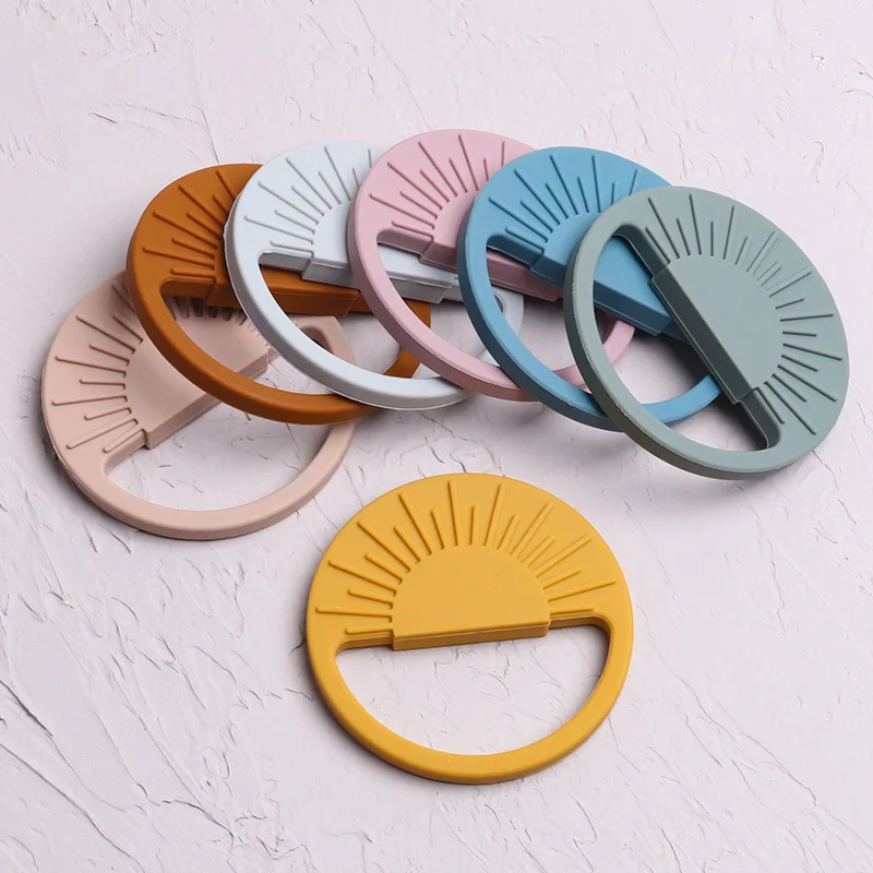 Non Toxic Organic Food Grade BPA Free Infant Nursing Pendant Chewing Sensory Teething Sun Shape Silicone Teether Toys