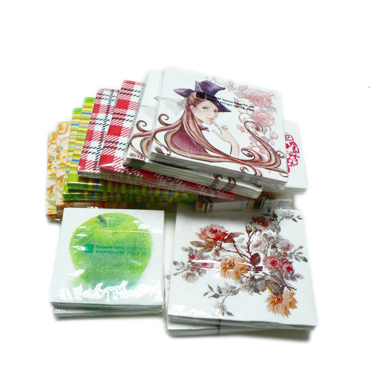 Disposable Custom Paper Disposable Print Decoupage Custom 3 Ply Paper Lunch Napkins,paper Napkins & Serviettes 1/4 Folding