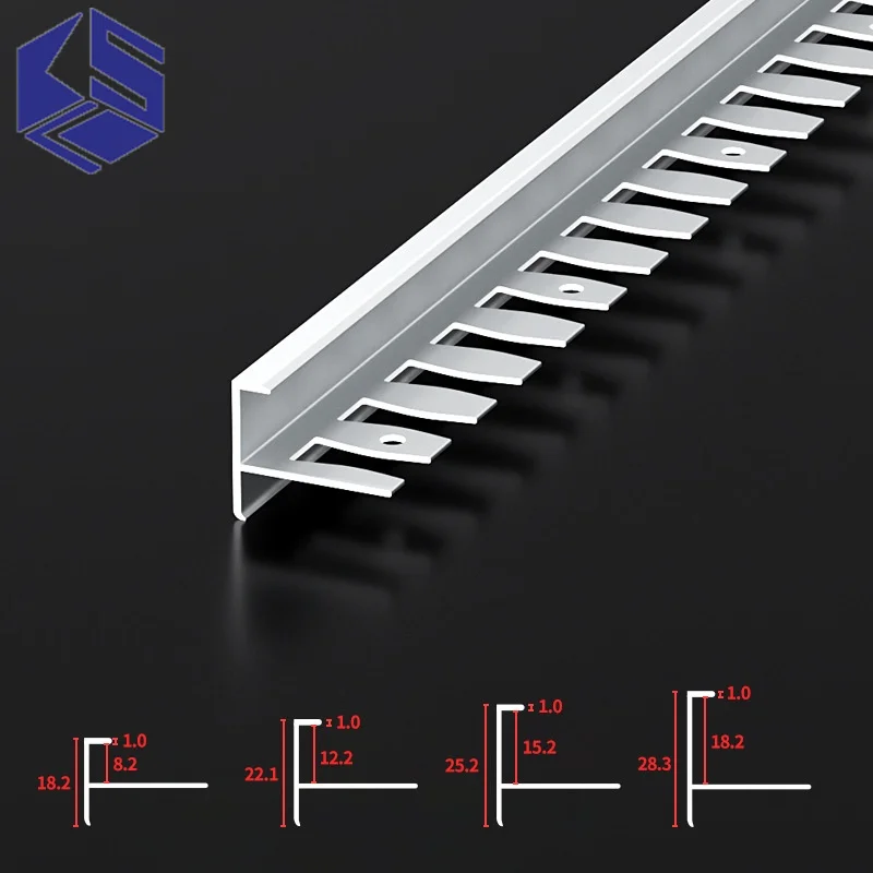 Aluminum alloy F-shape edge sealing strip Wood floor closing strip Flexible stairs floor corner step wrapping edge sealing strip