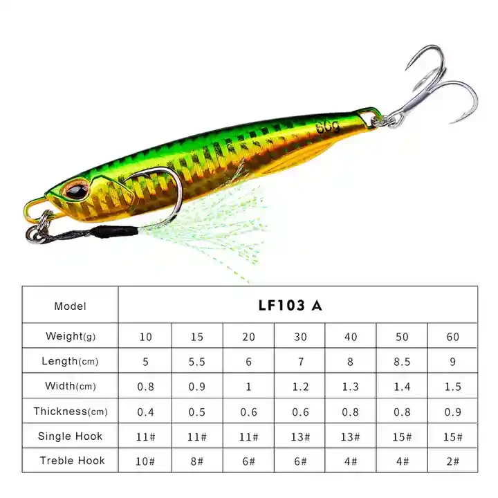 Factory High Quality 10g15g20g30g40g50g60g Lead Fishing Baits Metal Jig Lure Luminous Fishing Lure Hard Slow Jigbait Lure