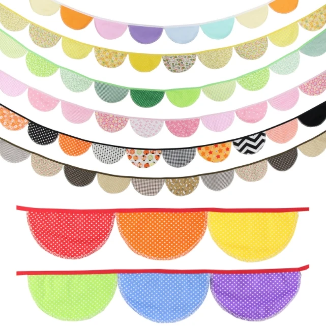 Colored cotton semi-circle cloud string flag tent flag photo background Hanging flag Wedding birthday party