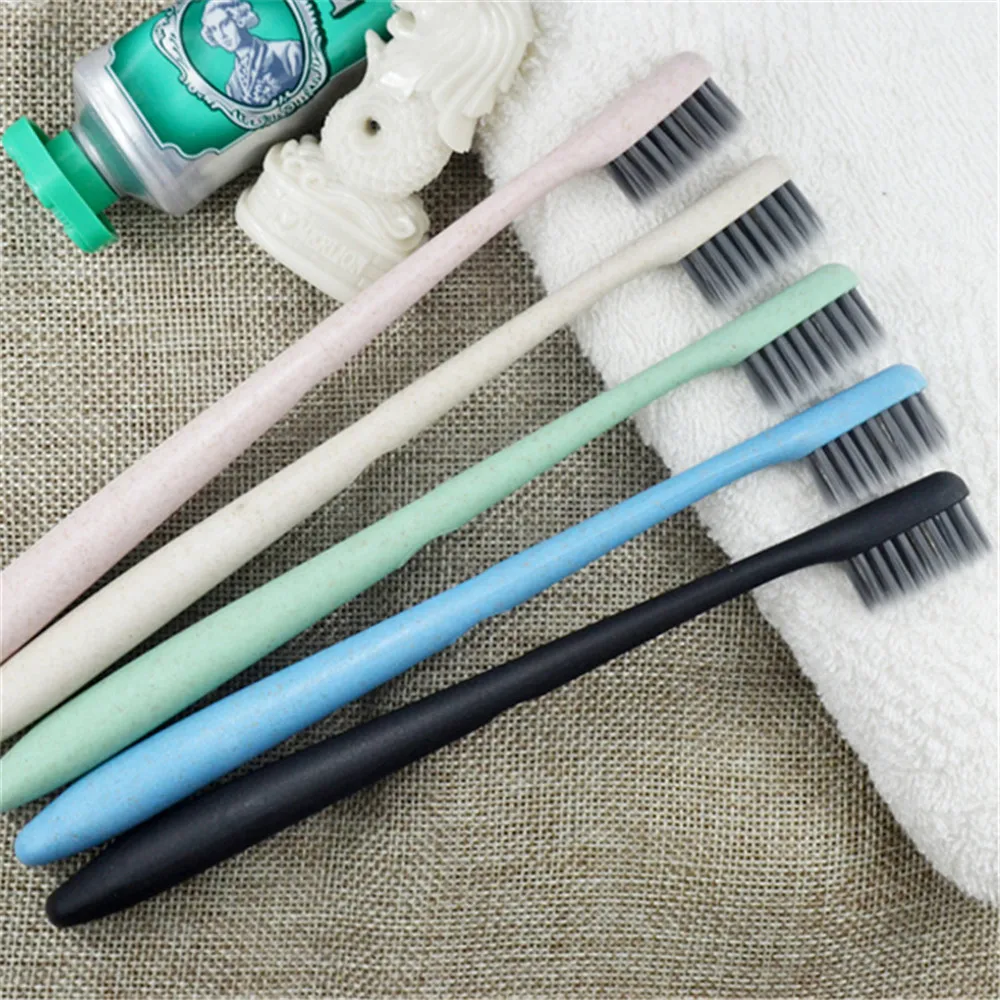 Eco friendly Biodegradable toothbrush Natural Hard/Medium/Soft Bristle wheat straw handle charcoal bristle Toothbrush